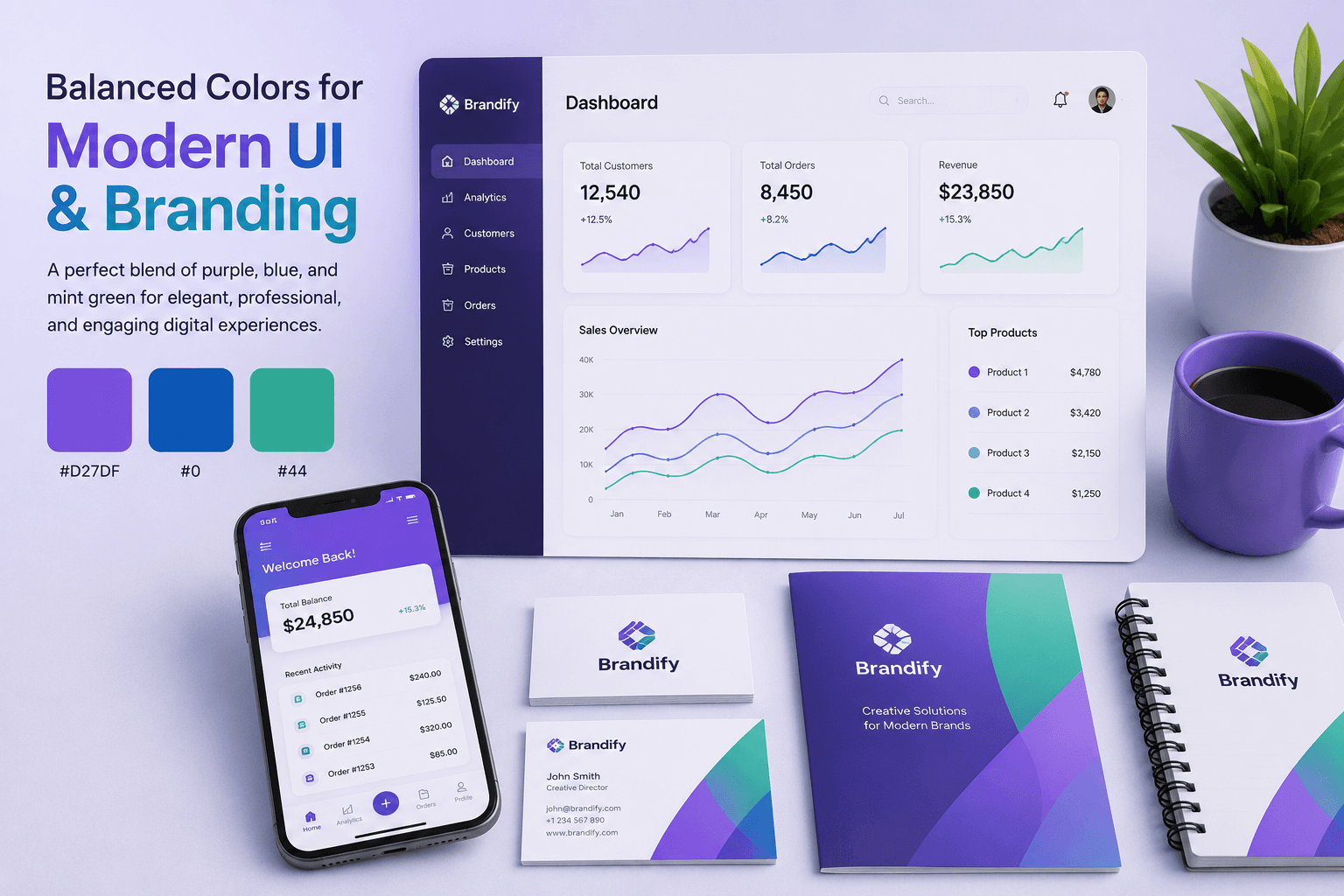 Balanced Colors for Modern UI & Branding