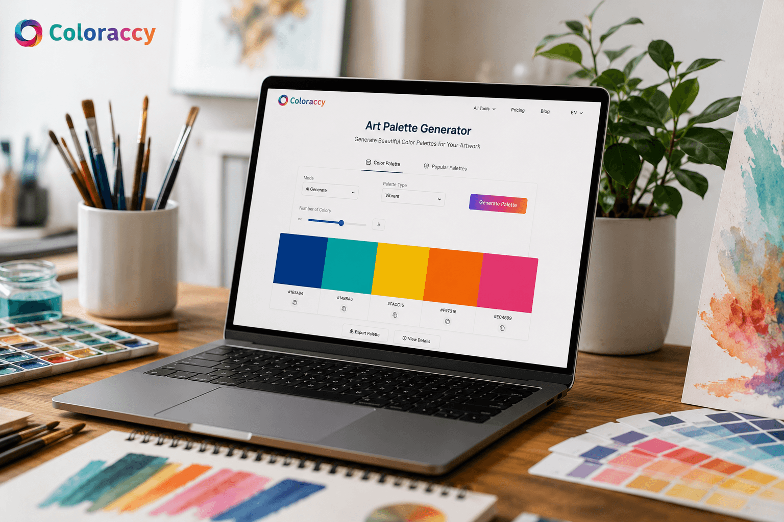 Art Palette Generator creating creative color palettes for artists, designers, painters, and digital illustrators.