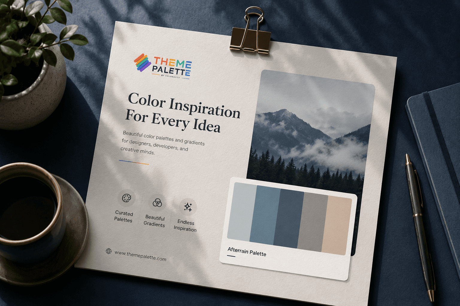 Afterrain Palette featuring soft rain-inspired blue, gray, and earthy color tones for modern design and branding inspiration.