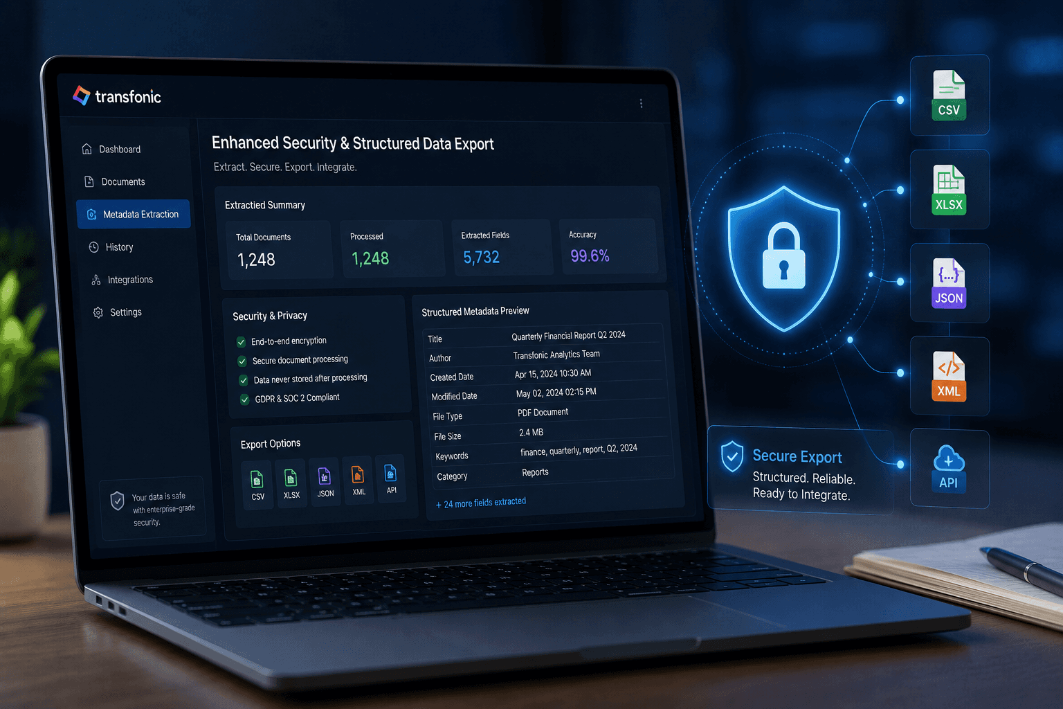 Enhanced Security and Structured Data Export